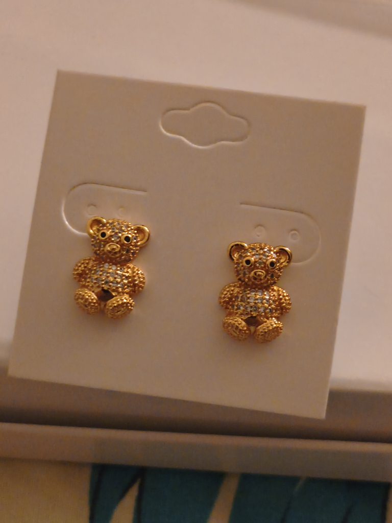 Gold Teddy Bear Earrings