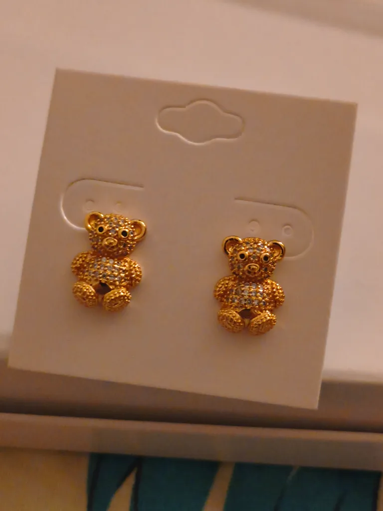 Gold Teddy Bear Earrings thumbnail