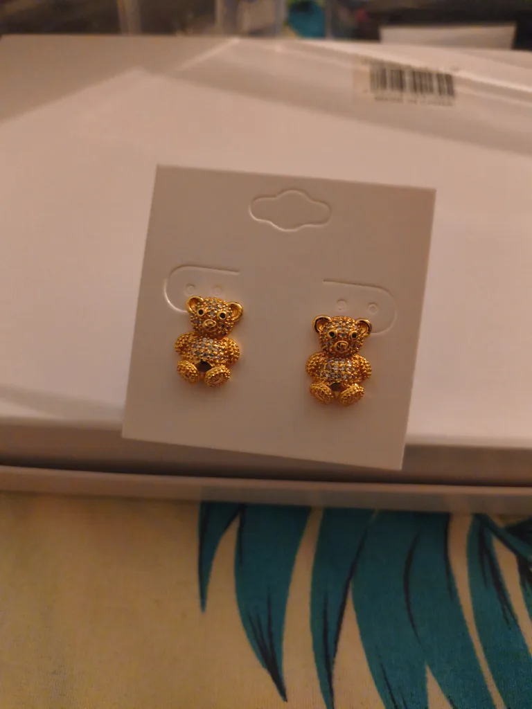 Gold Teddy Bear Earrings image indicator(2)