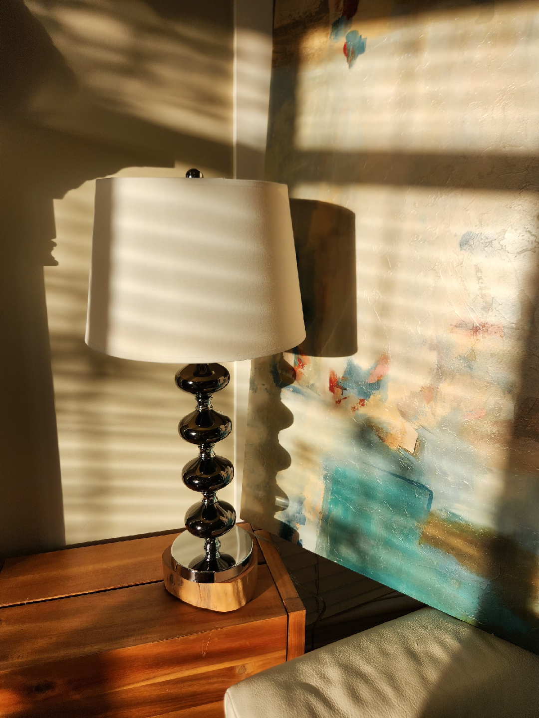 New POLISHED SMOKY gray Lamp with Chrome Accent