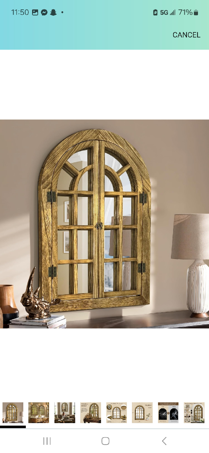 Vintage Farmhouse Wooden Frame Window Mirror