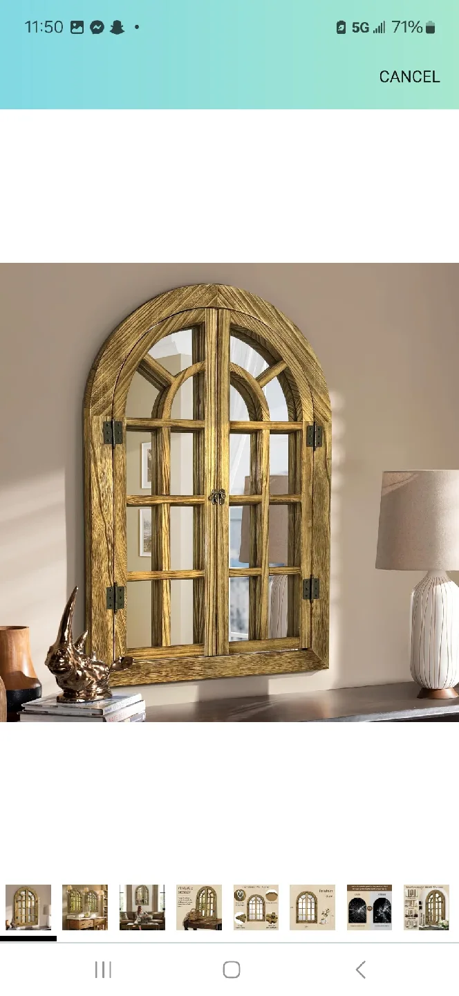 Vintage Farmhouse Wooden Frame Window Mirror