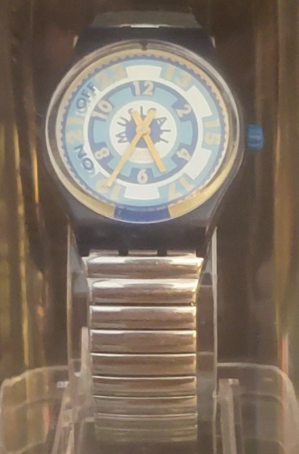 Vintage Swatch Watch Blue & Silver
