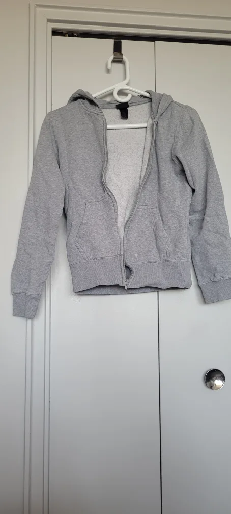 H&M Grey Zip-Up Hoodie - Size XS thumbnail