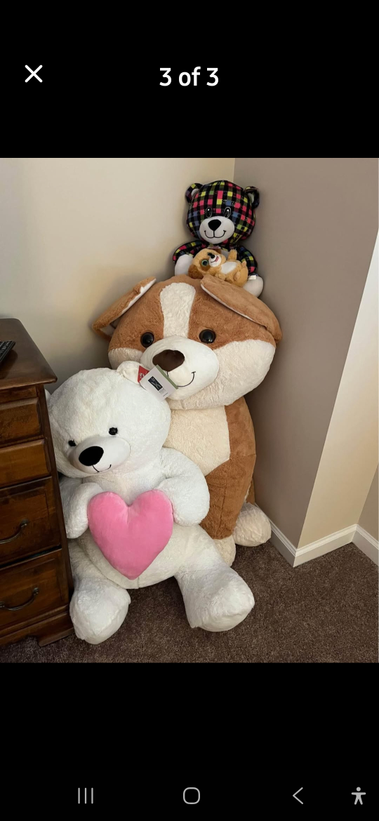 Giant White Teddy Bear with Pink Heart