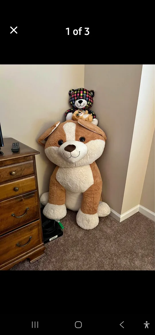 Giant White Teddy Bear with Pink Heart image indicator(3)