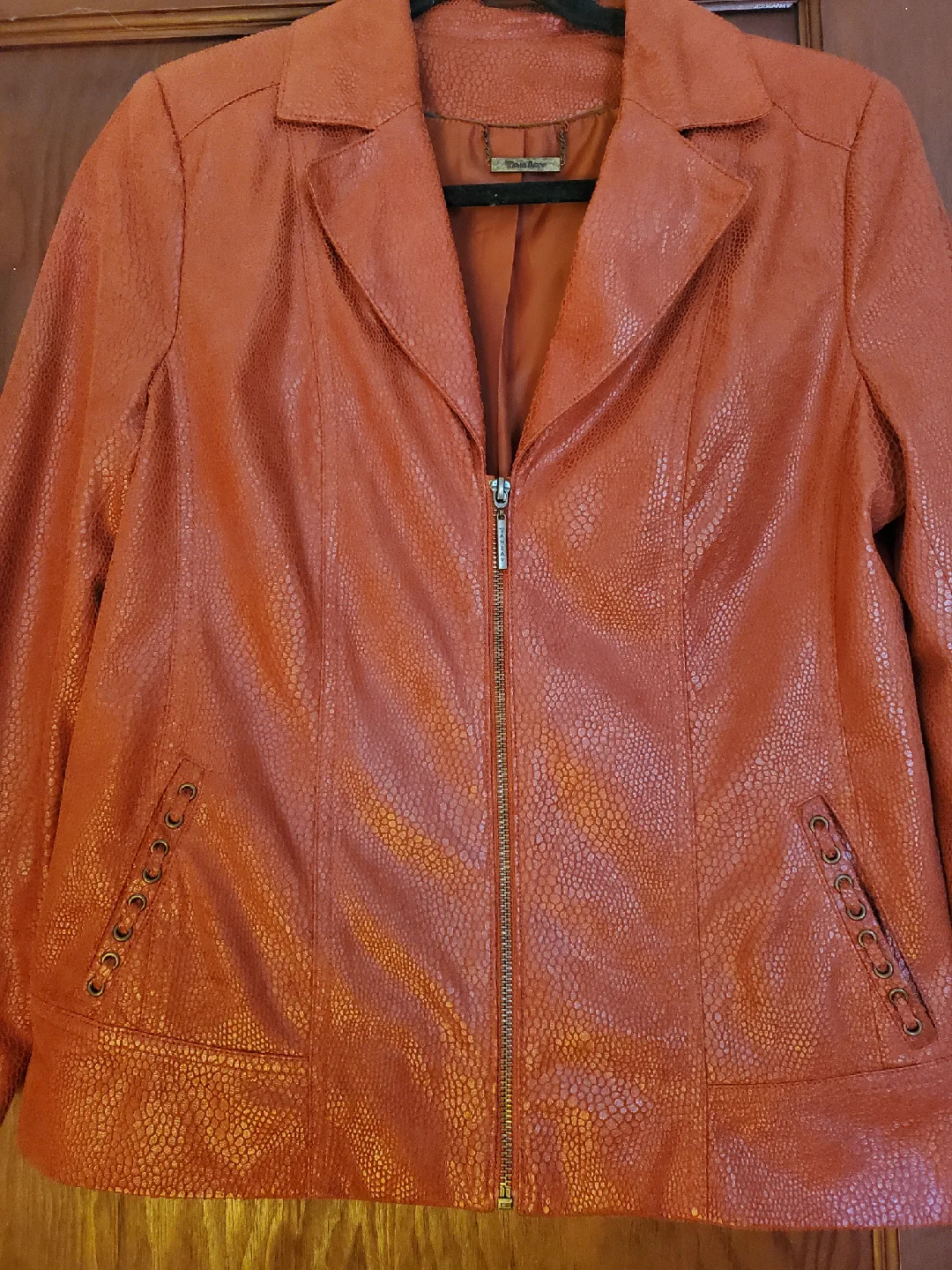 Tan Jay Orange Faux Leather Jacket image indicator(7)