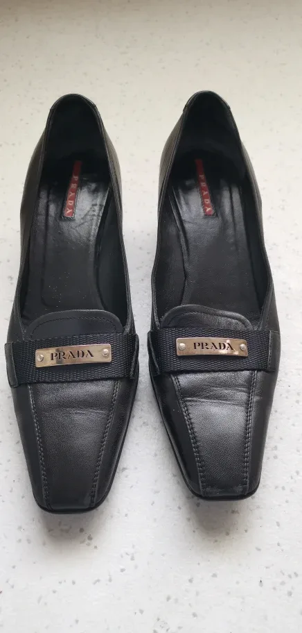 Prada Black Leather Heels - Size 37 thumbnail