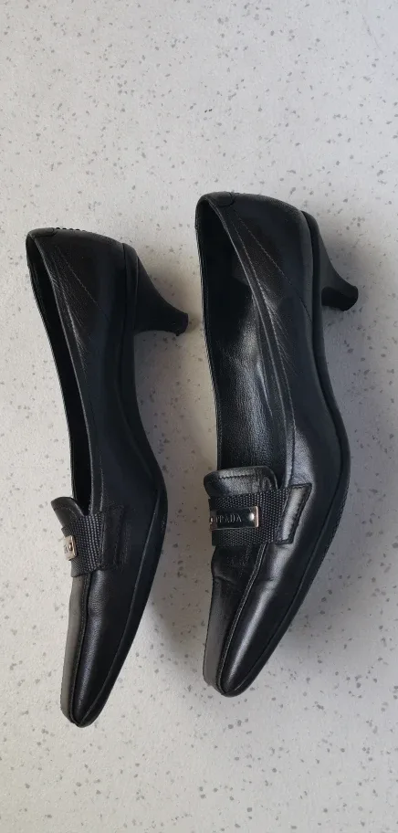 Prada Black Leather Heels - Size 37 image indicator(2)