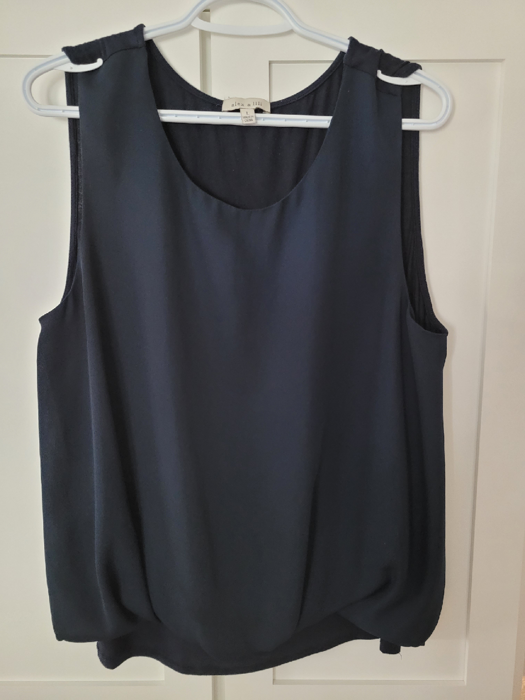 Alex & Lili Navy Blue Sleeveless Blouse - Size L