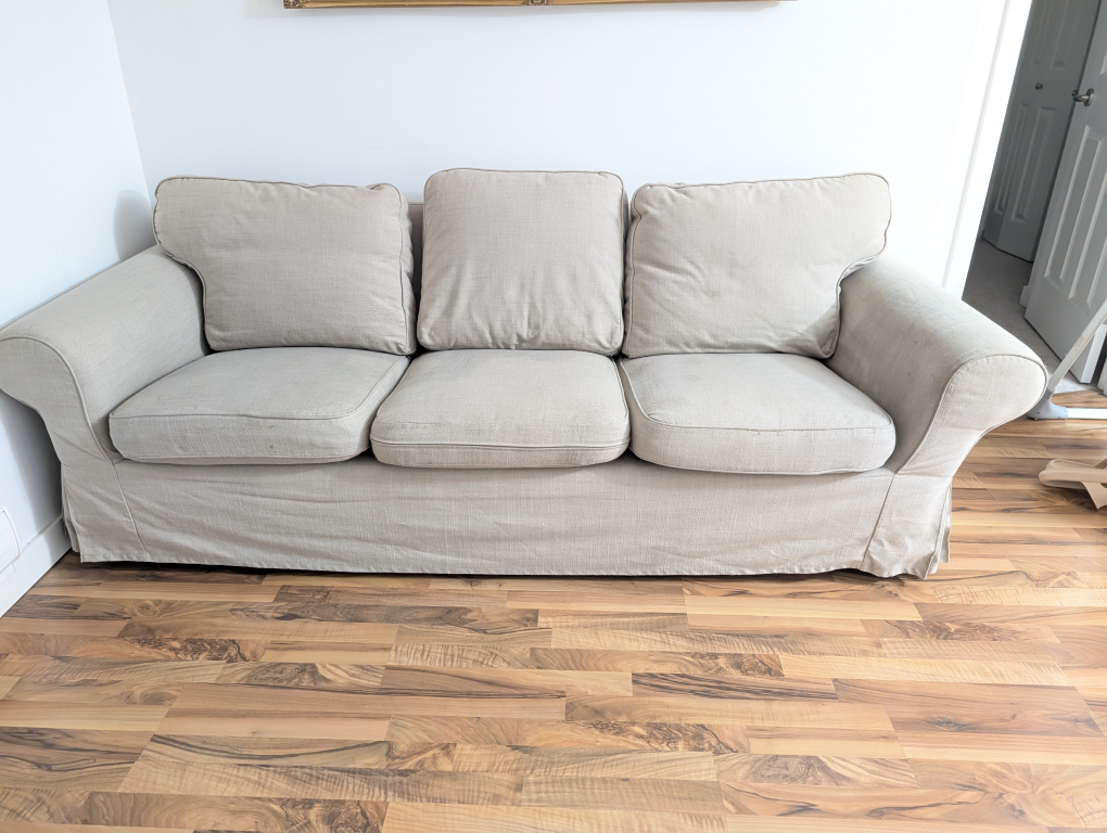 Beige Sofa with Slipcover - photo 4