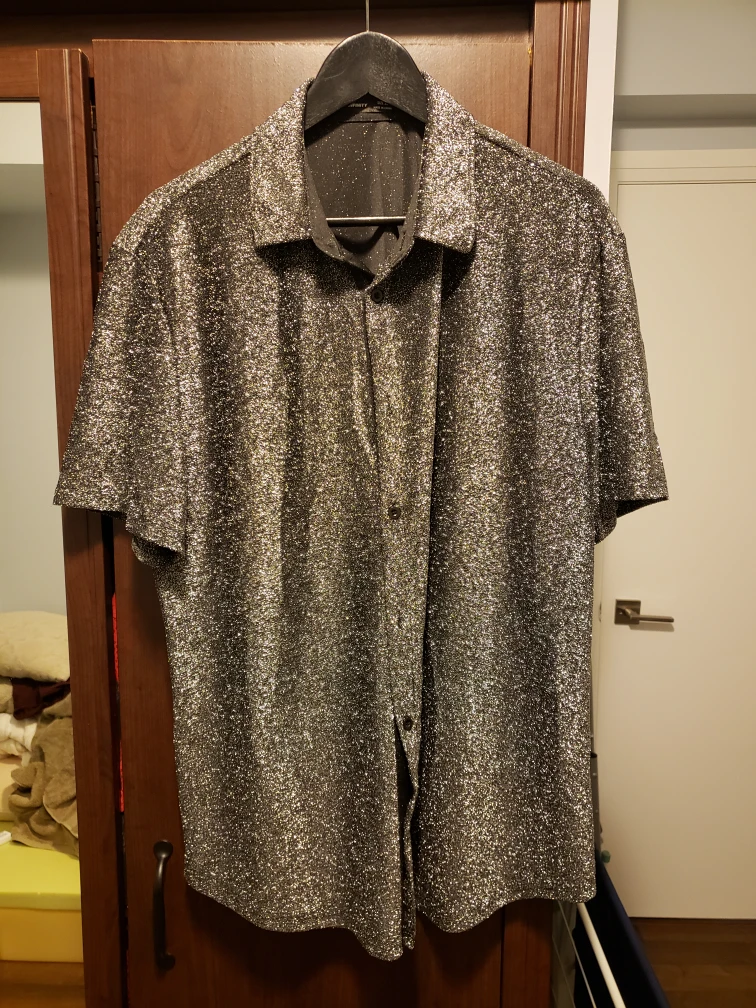 Shein: Shiny Short Sleeve Button Up Shirt