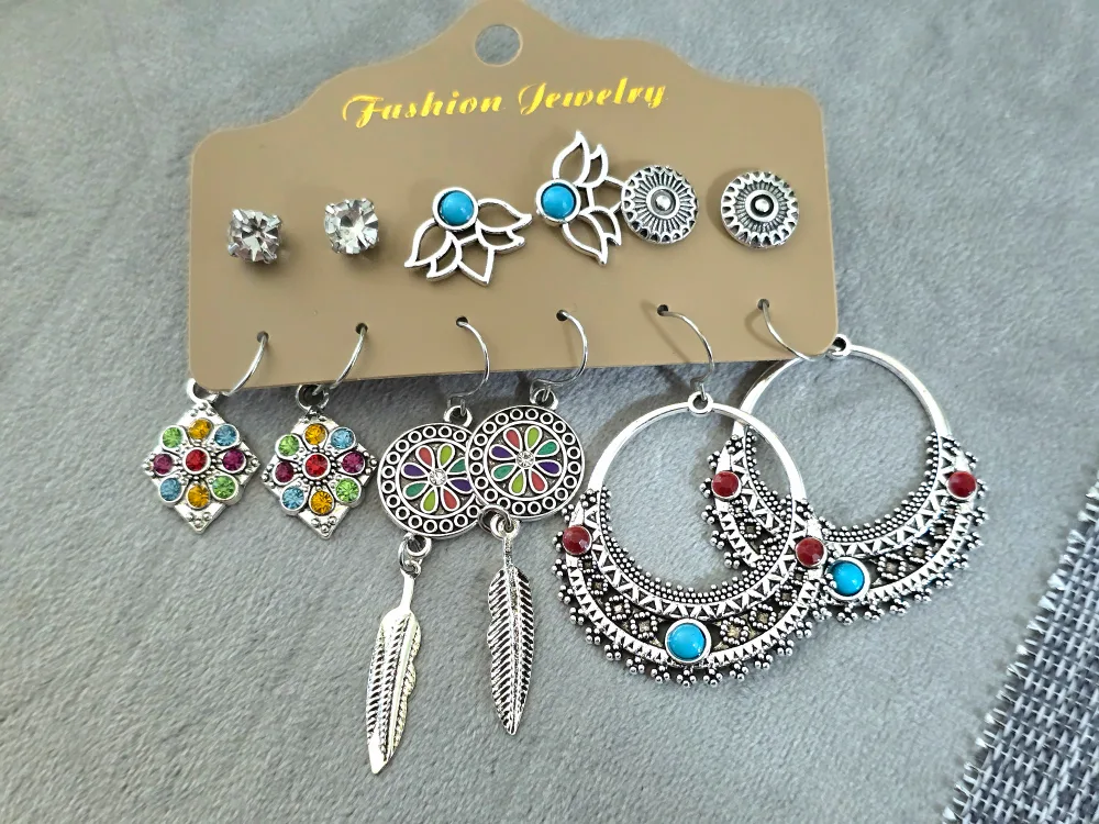 6 Pair Earring Set - Multi-Colour image indicator(3)