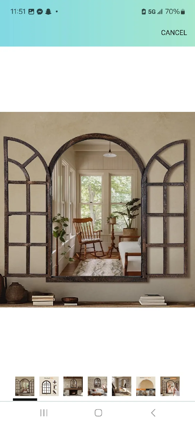 Vintage Farmhouse Wooden Frame Window Mirror image indicator(10)