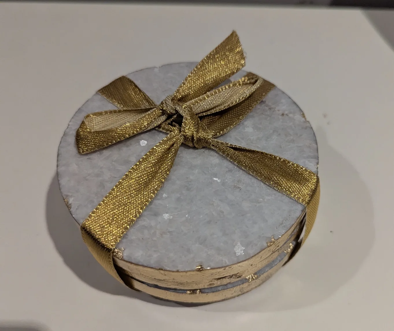 Set of 4 Stone Coasters with Gold Trim thumbnail