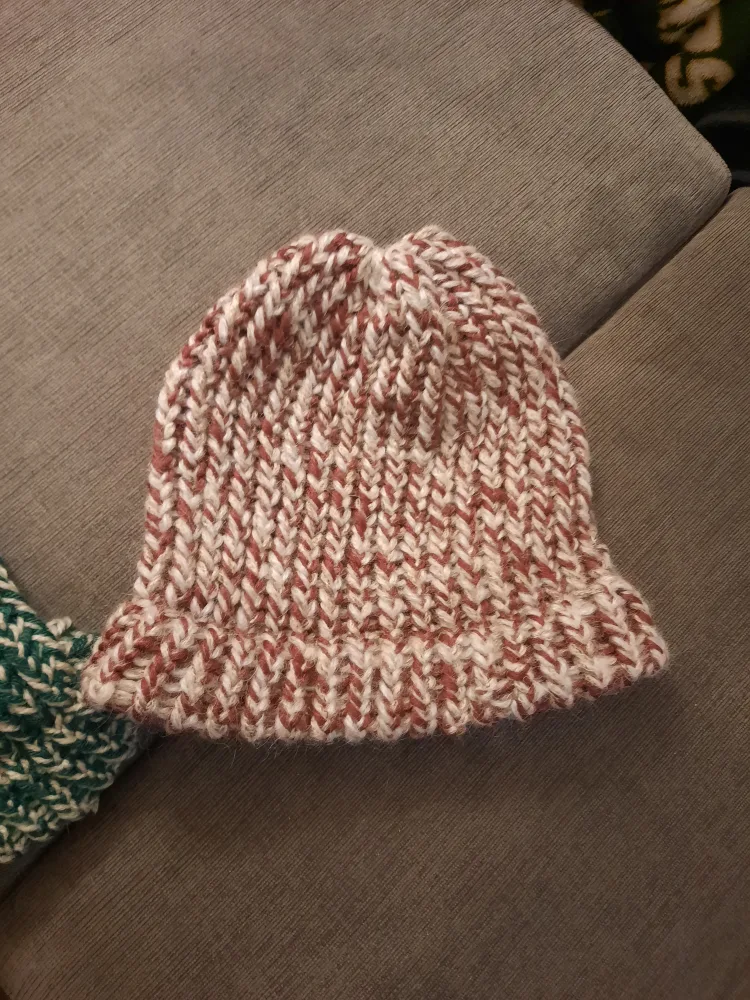 Hand-Knitted Beanies - Green & pink pick up only image indicator(2)