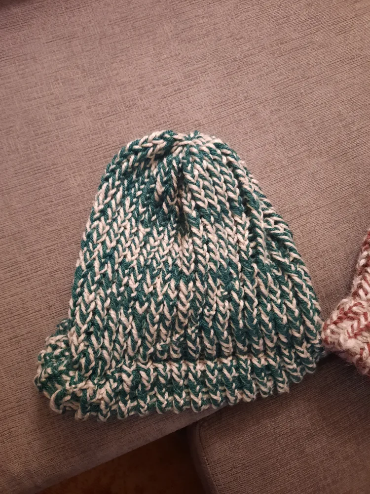 Hand-Knitted Beanies - Green & pink pick up only image indicator(3)