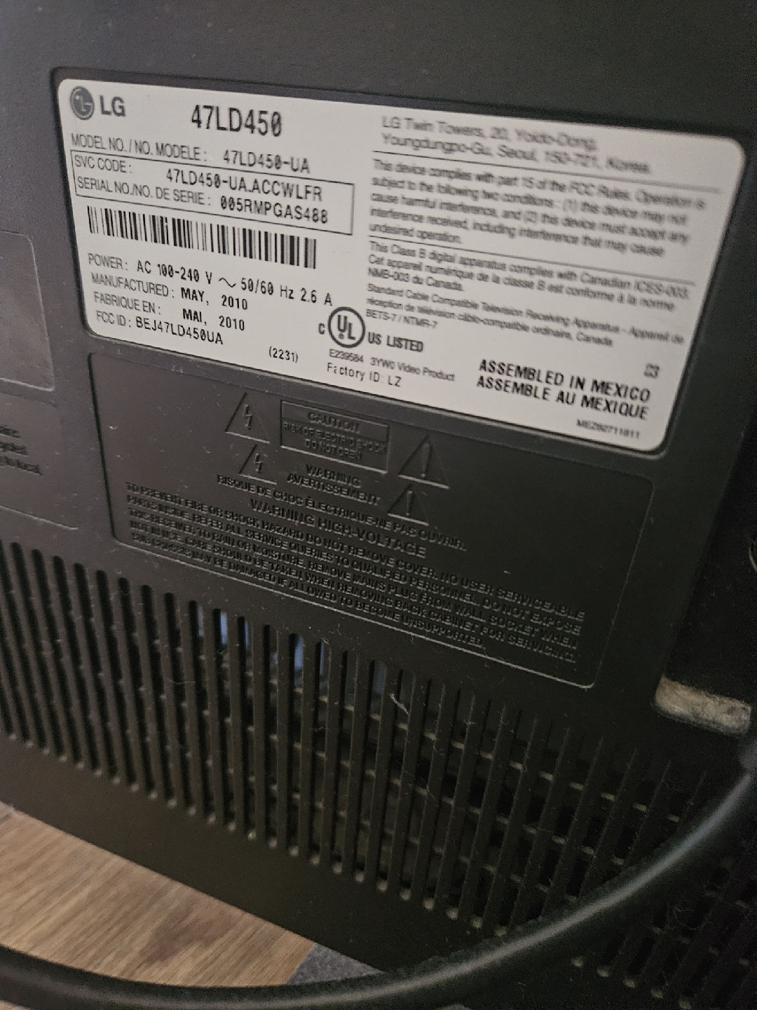 LG 47LD450 47 inch TV - photo 2