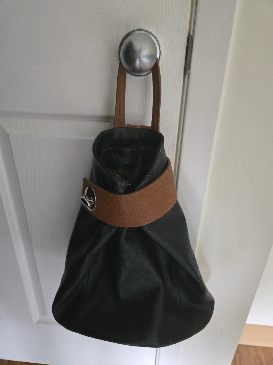 Leather Backpack Purse - Black & Brown image indicator(3)