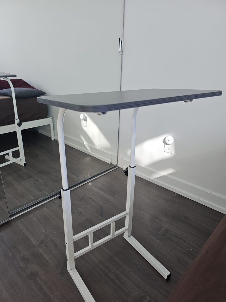 Adjustable Bedside Table - Grey & White
