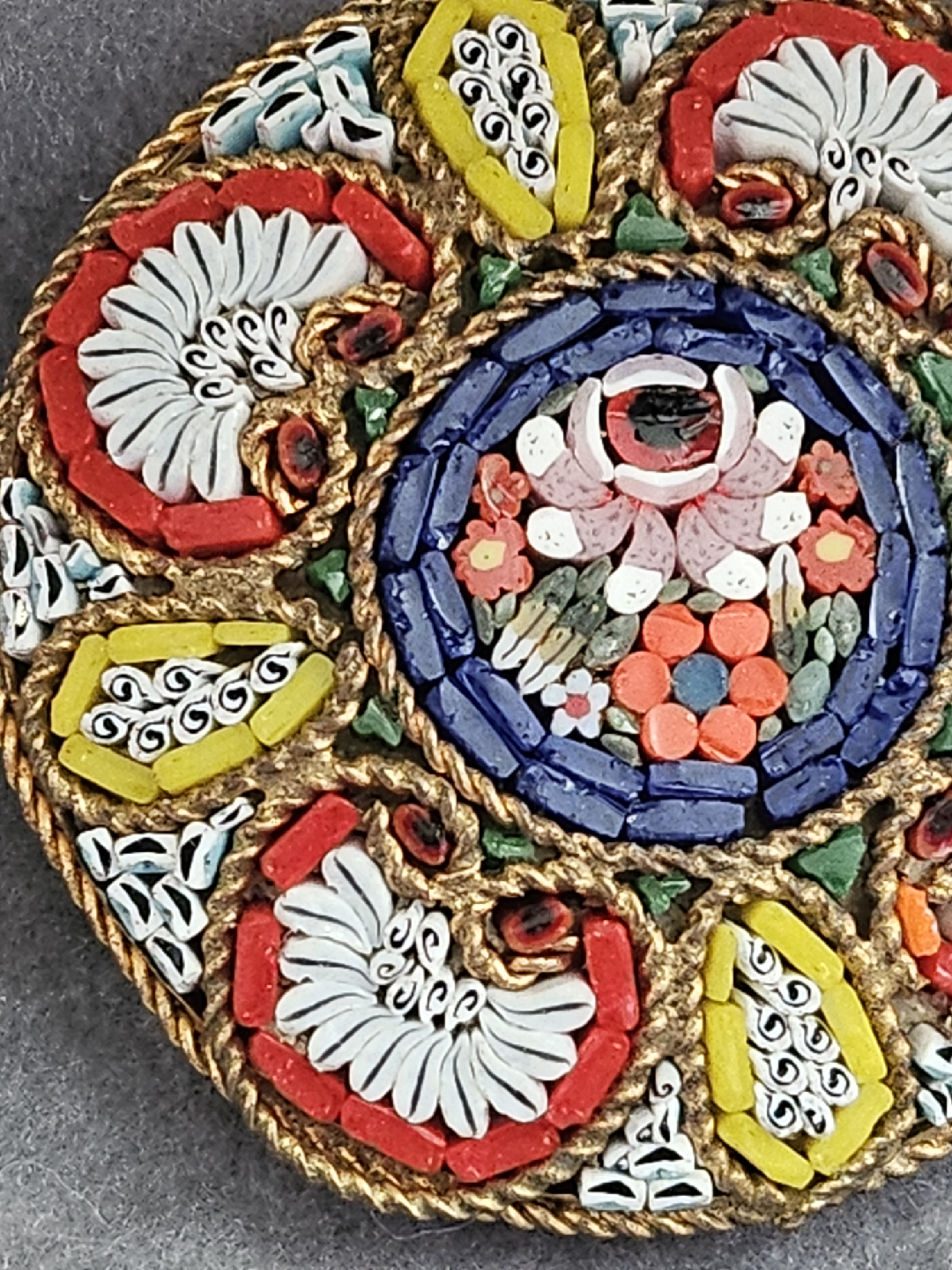 Vintage Micro Mosaic Floral Brooch - photo 2