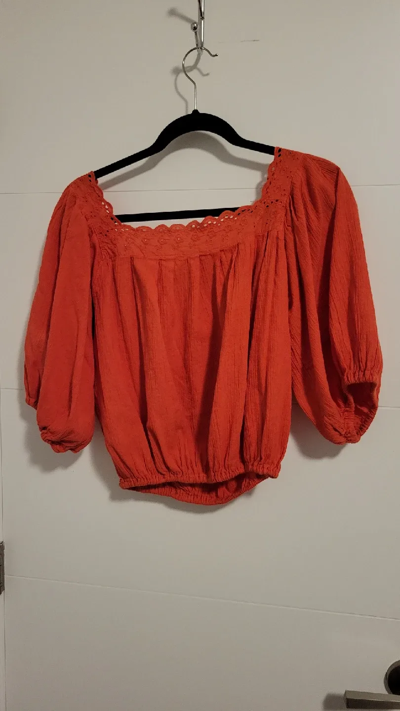 Orange Peasant Blouse - Size Small image indicator(2)