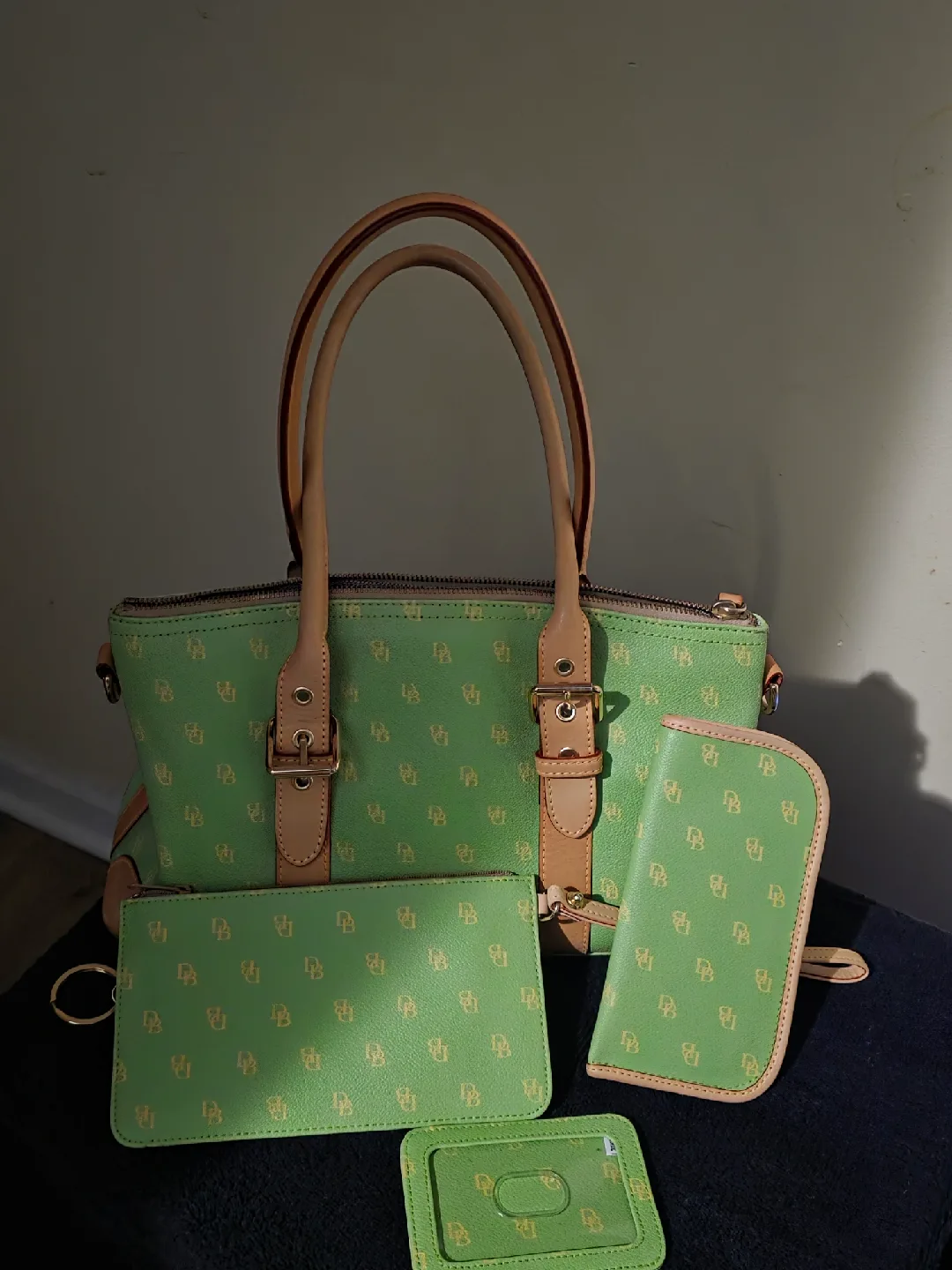 Dooney & Bourke Green Handbag with Accessories thumbnail