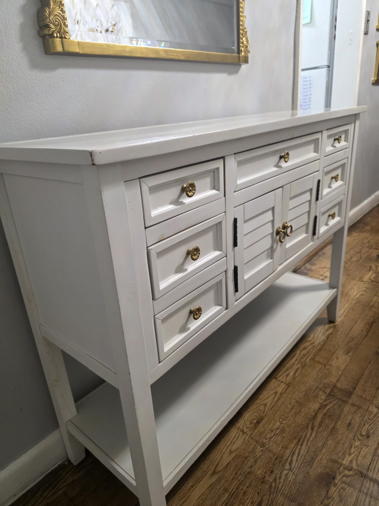 White Console Table buffet table sideboard with drawers - photo 2