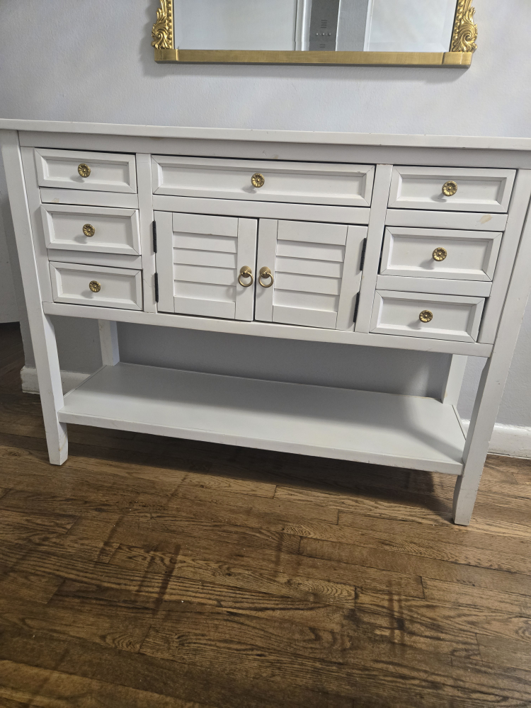 White Console Table buffet table sideboard with drawers - photo 3
