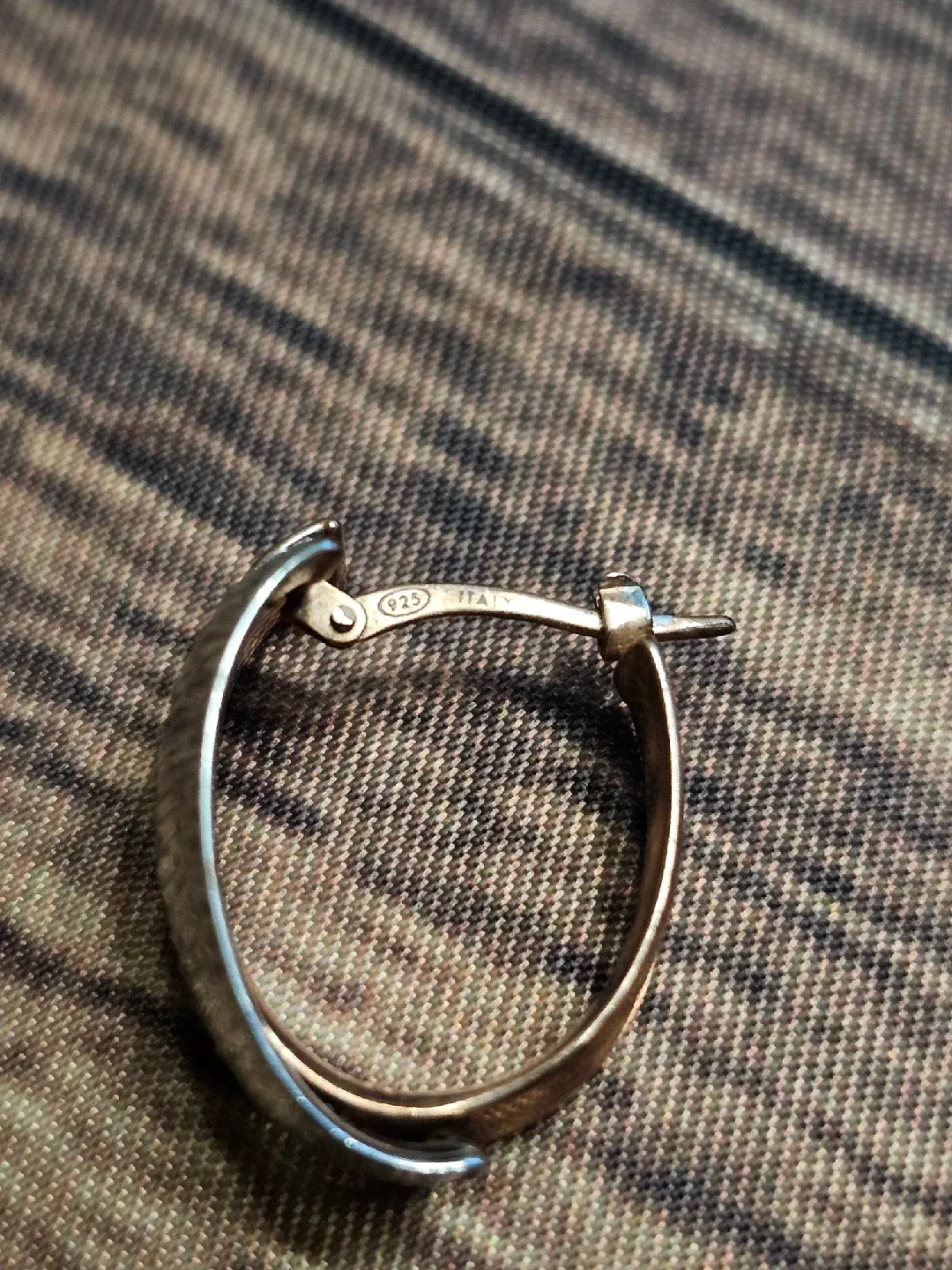 Two-Tone Hoop Earrings Stamped 925 Italy image indicator(3)