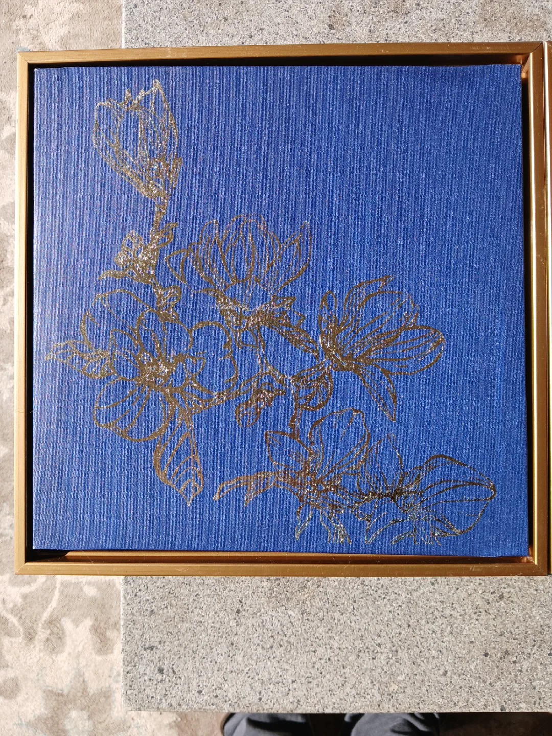 Blue & Gold Framed Floral Art - Set of 2 image indicator(3)