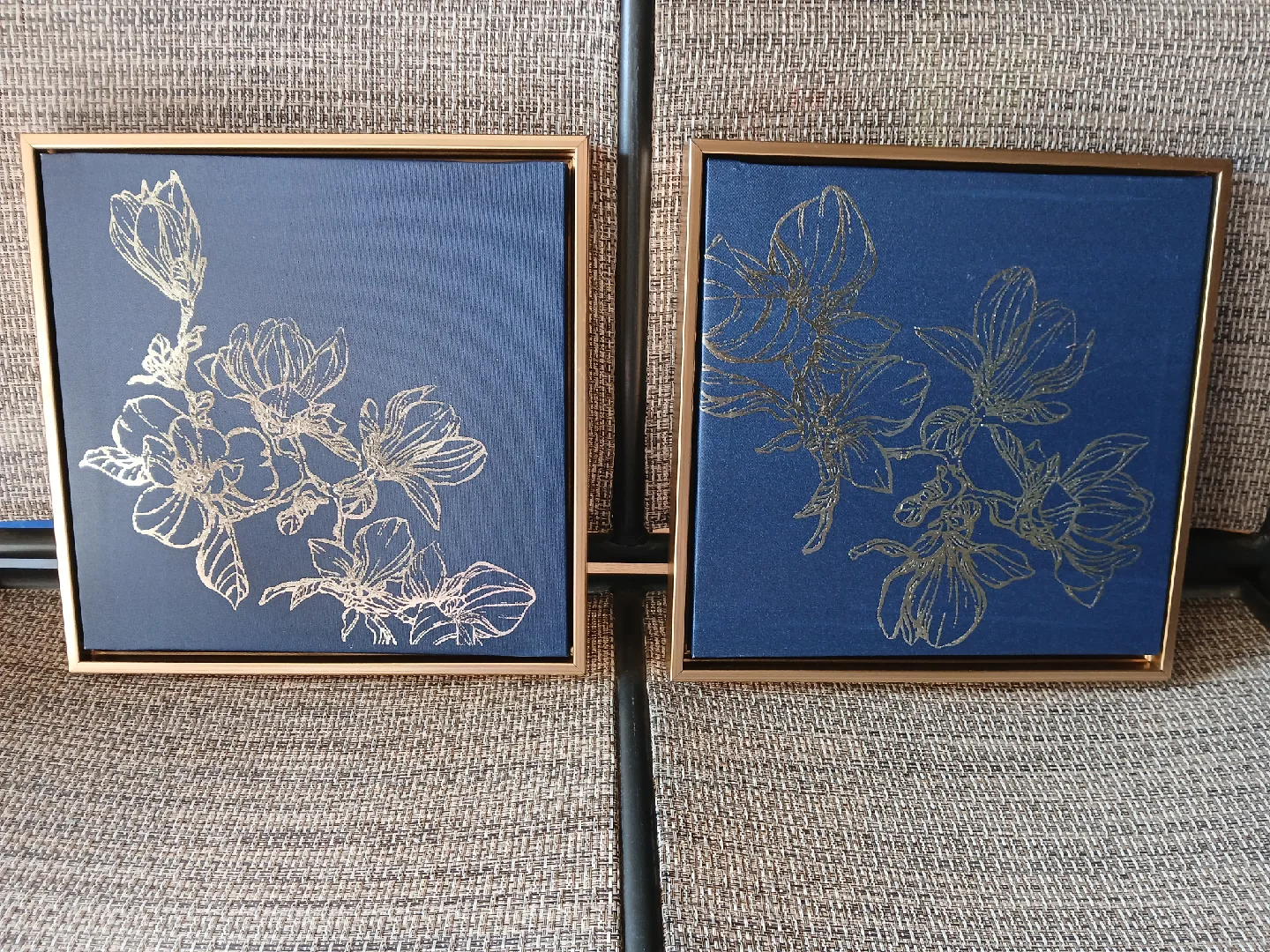 Blue & Gold Framed Floral Art - Set of 2 image indicator(4)