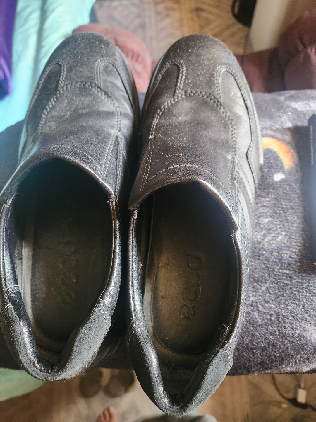 Ecco Black Leather Slip-On Shoes - photo 4
