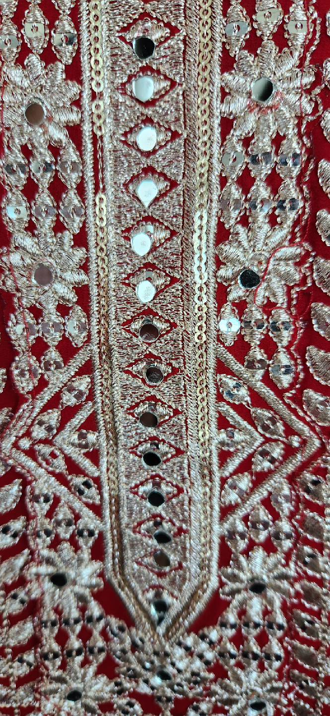 **BRAND NEW- Red Mirror Work Embroidered Indian Outfit** - photo 5