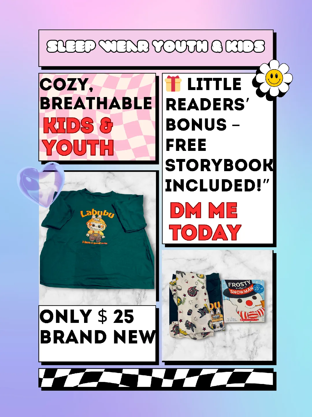 Labubu XL Adult T-Shirt + Kids Printed T-Shirt (Age 6–7)