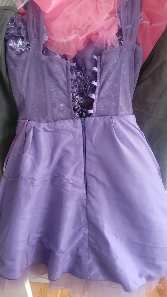 Purple Dress with Floral and Butterfly Details - photo 3