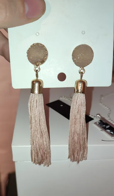 Tassel Earrings - Beige/Gold thumbnail