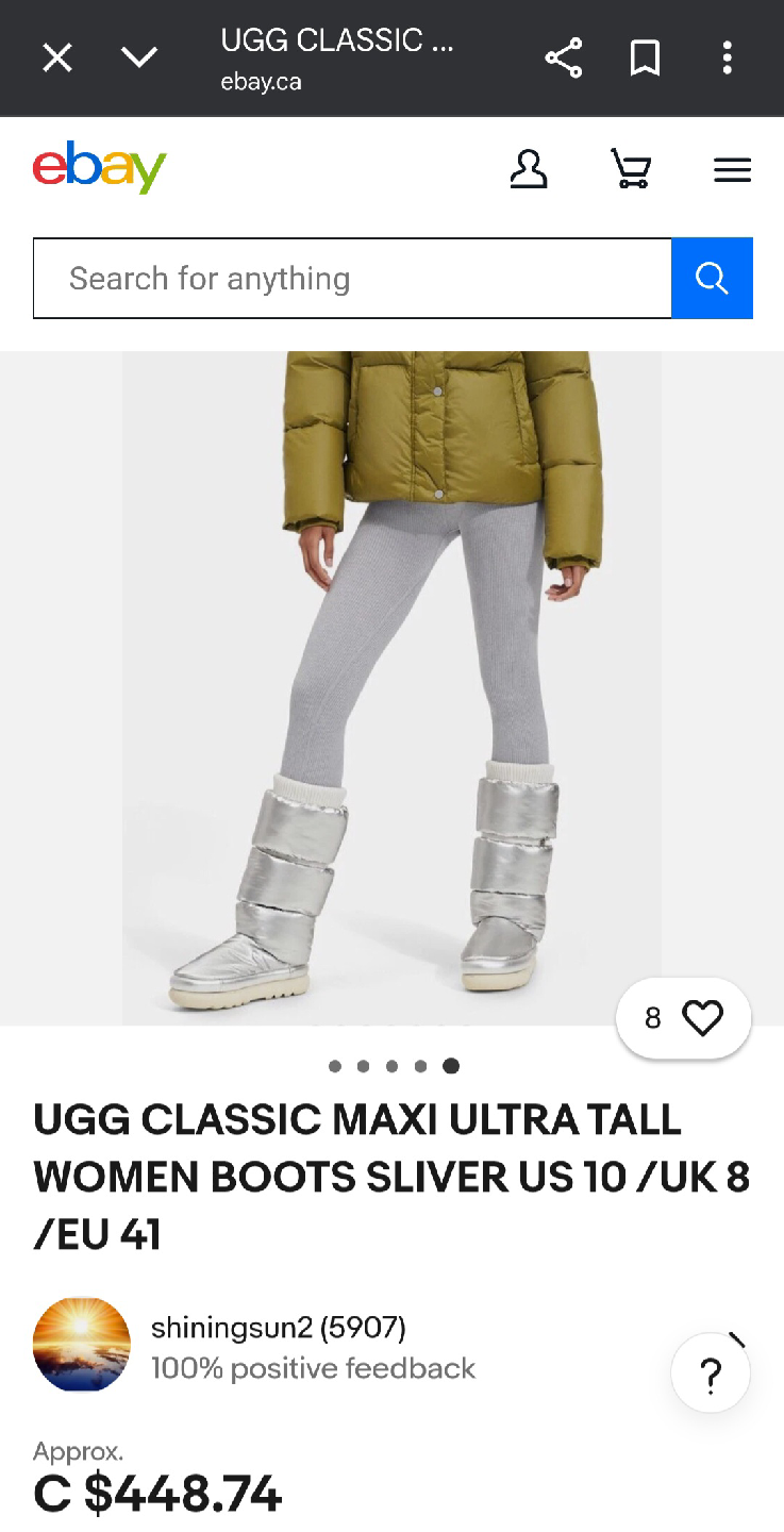 UGG Classic Maxi Ultra Tall Boots Silver US 10