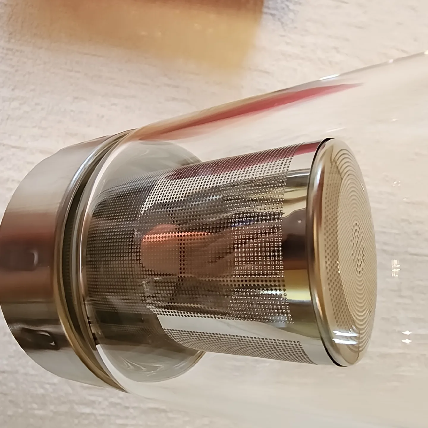 Glass Tea Infuser Bottle with Pink Sleeve image indicator(5)