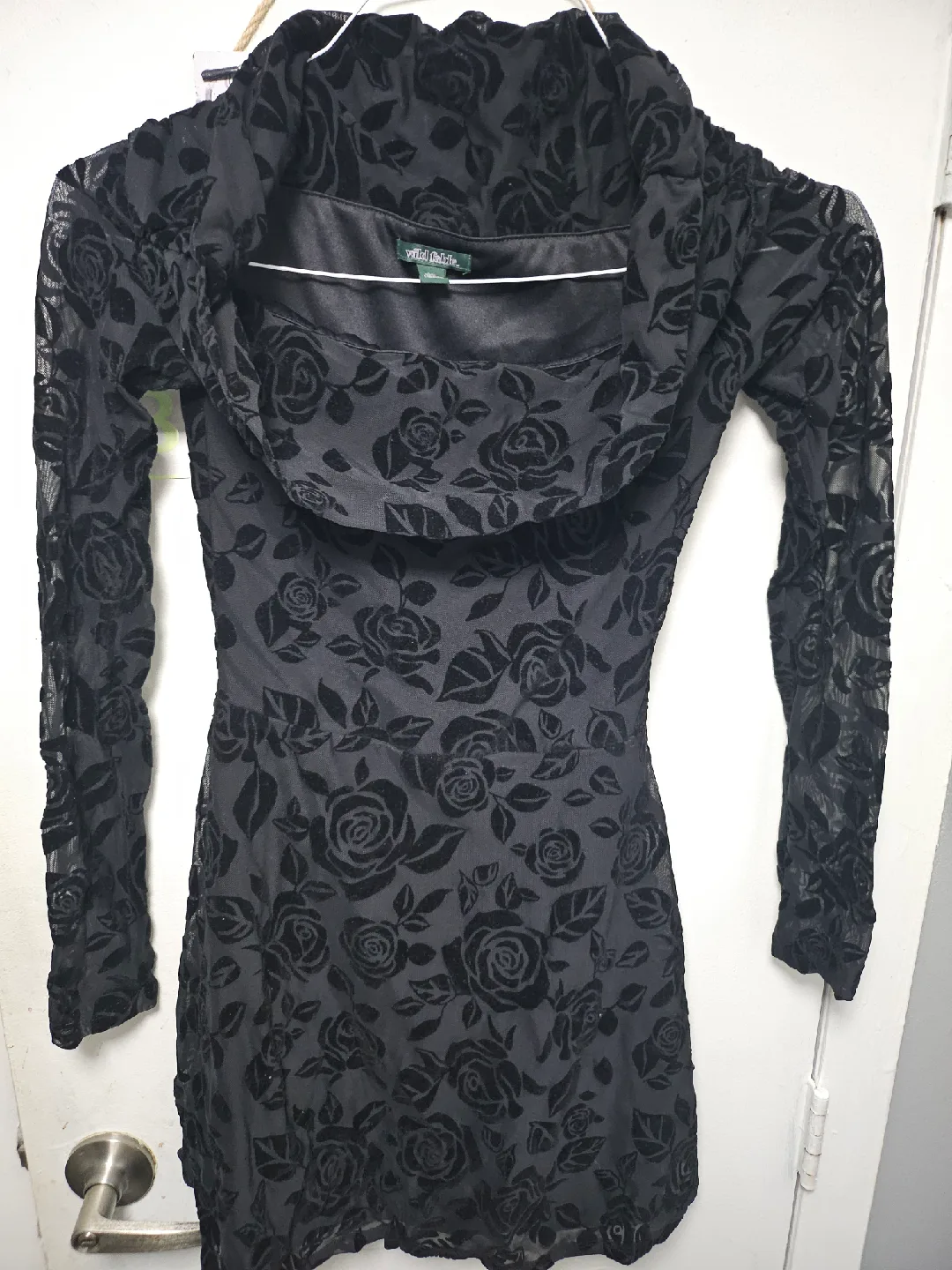 Wild Fable Black Floral Velvet Dress