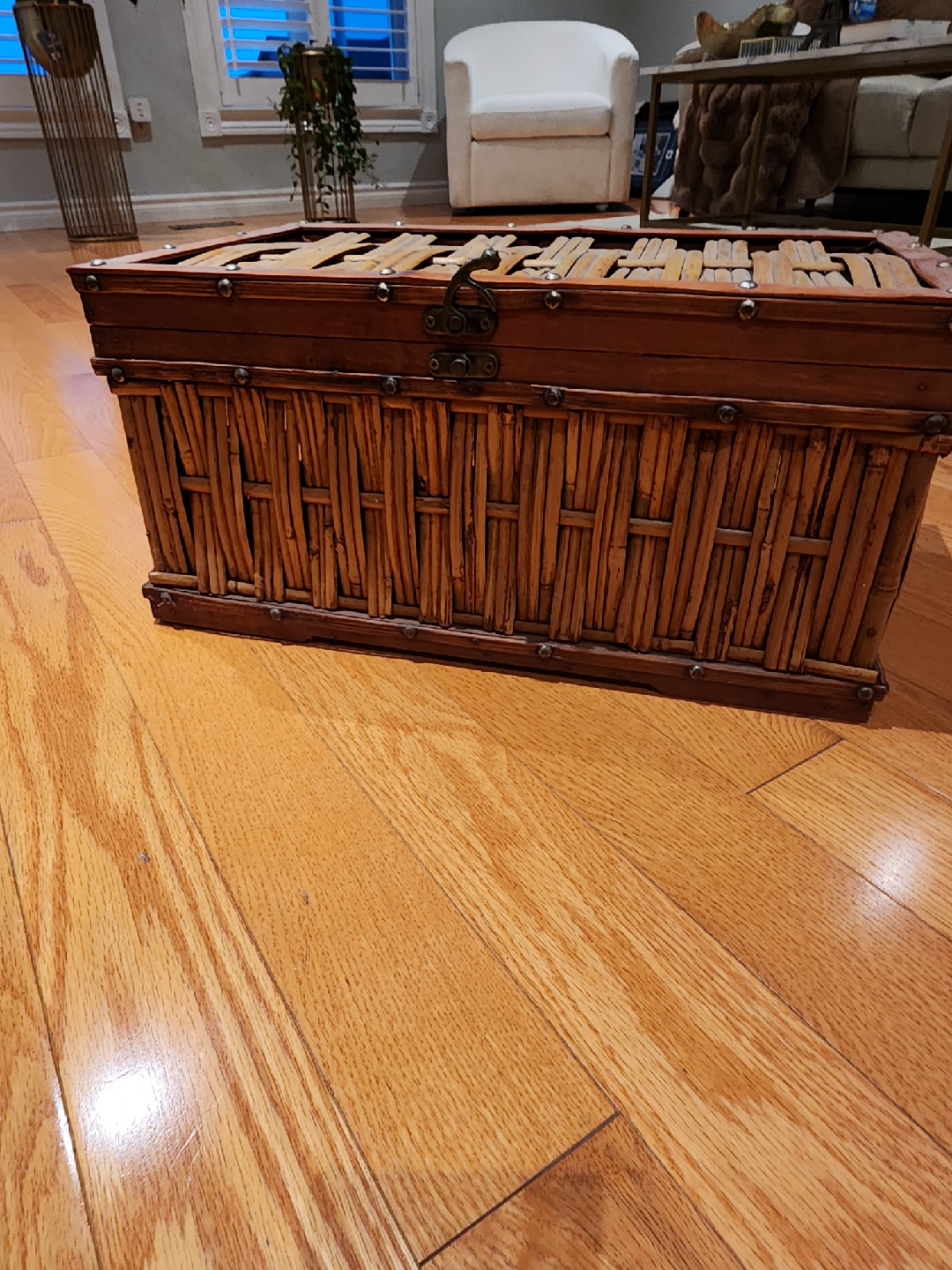 Wooden and Wicker Storage Trunk
