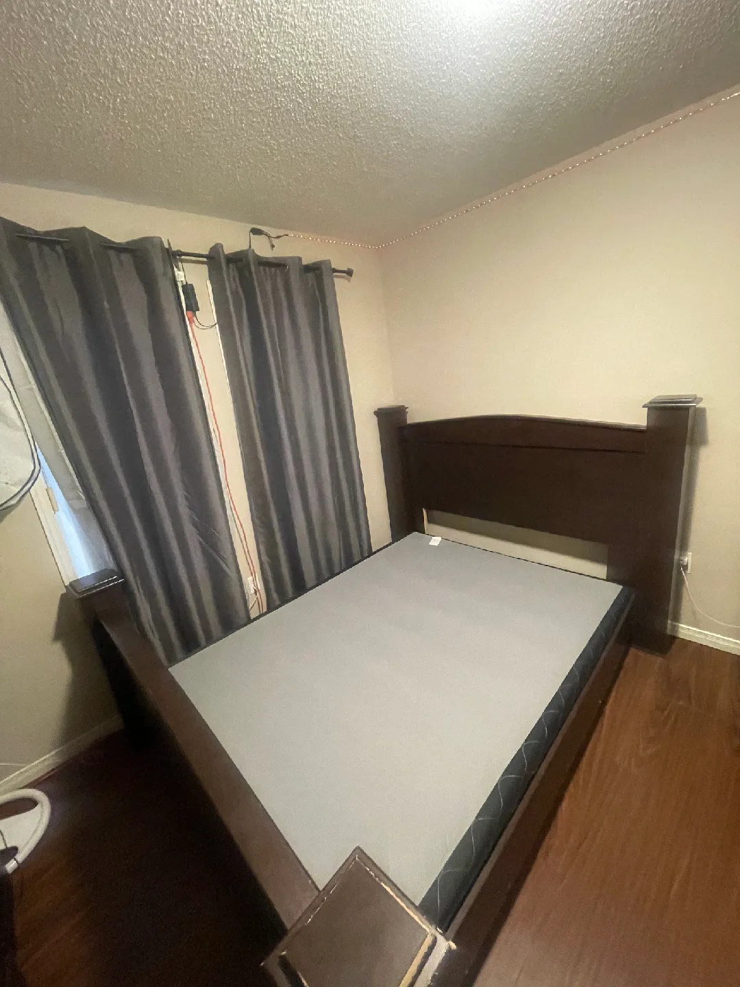 Dark Brown Queen Size Bed Frame & Nightstand image indicator(2)