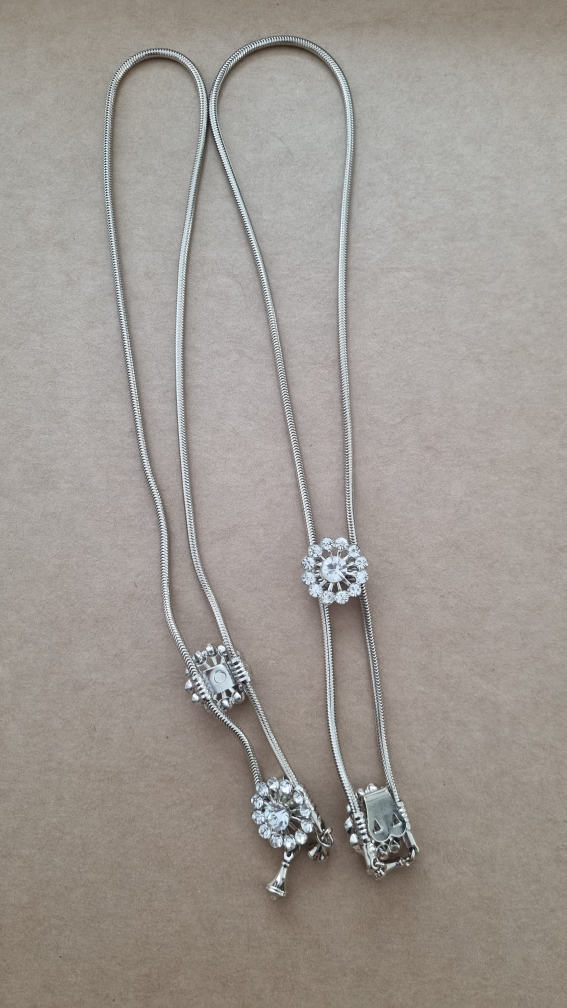 Silver Tone Bolo Tie with Rhinestone Accents - photo 2