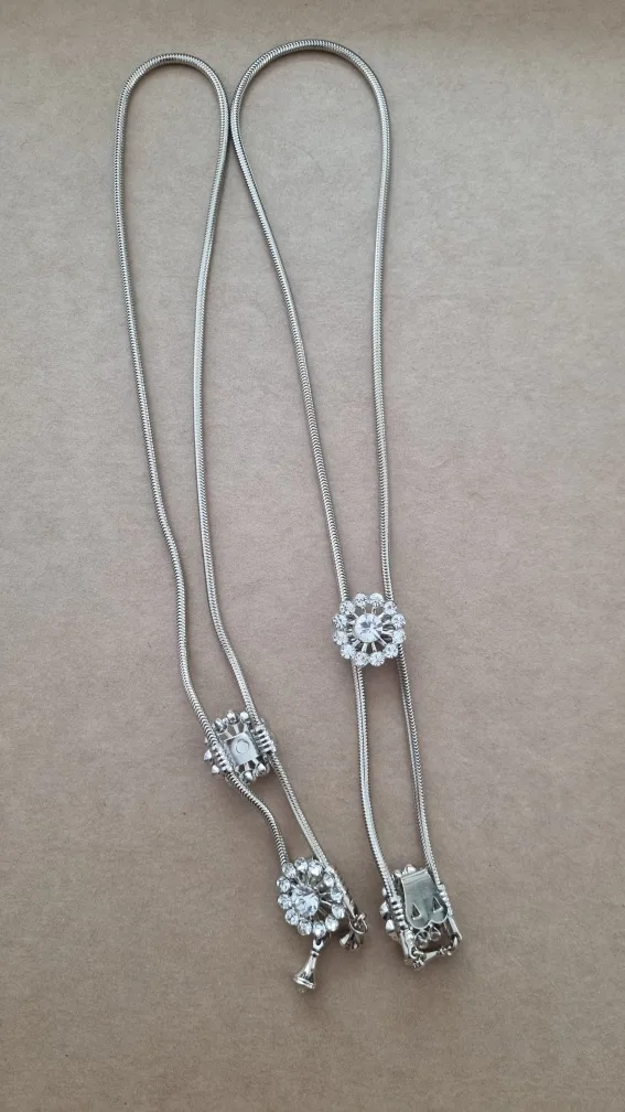 Silver Tone Bolo Tie with Rhinestone Accents image indicator(2)