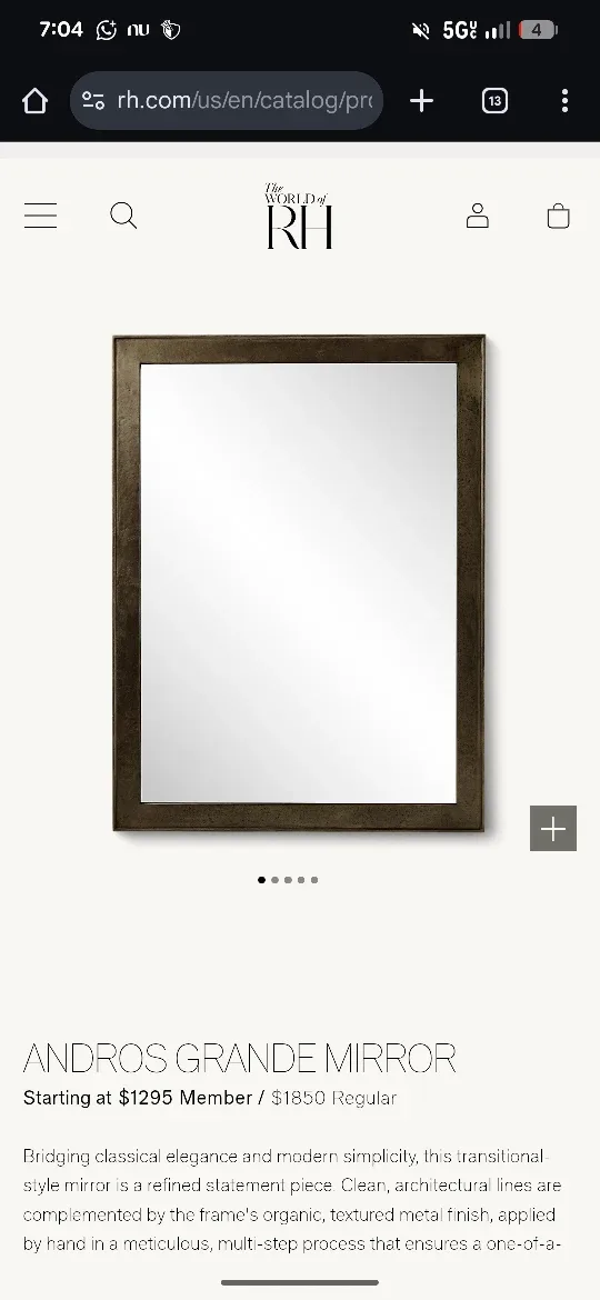 Restoration Hardware Andros Grande Mirror image indicator(5)