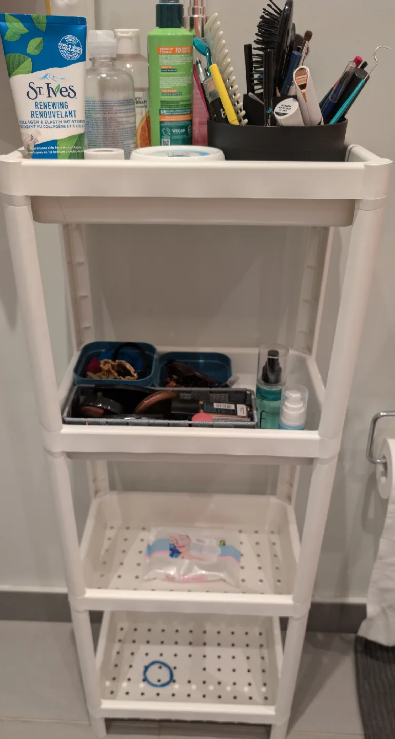 White Plastic Shelf Unit - Bathroom/Storage image indicator(2)