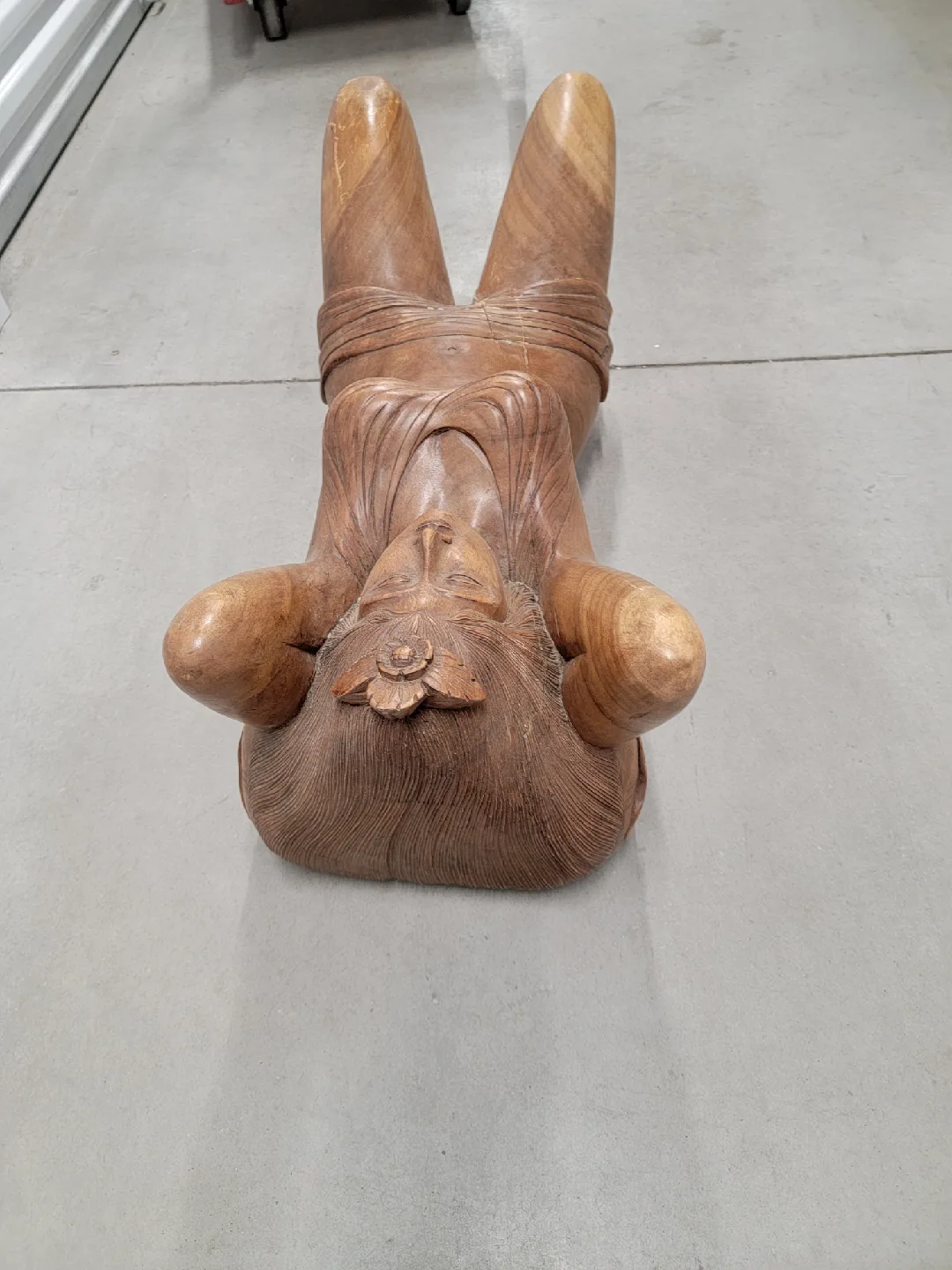 Unique Vintage Wood Hand-Carved Woman Sculpture Coffee Table image indicator(4)