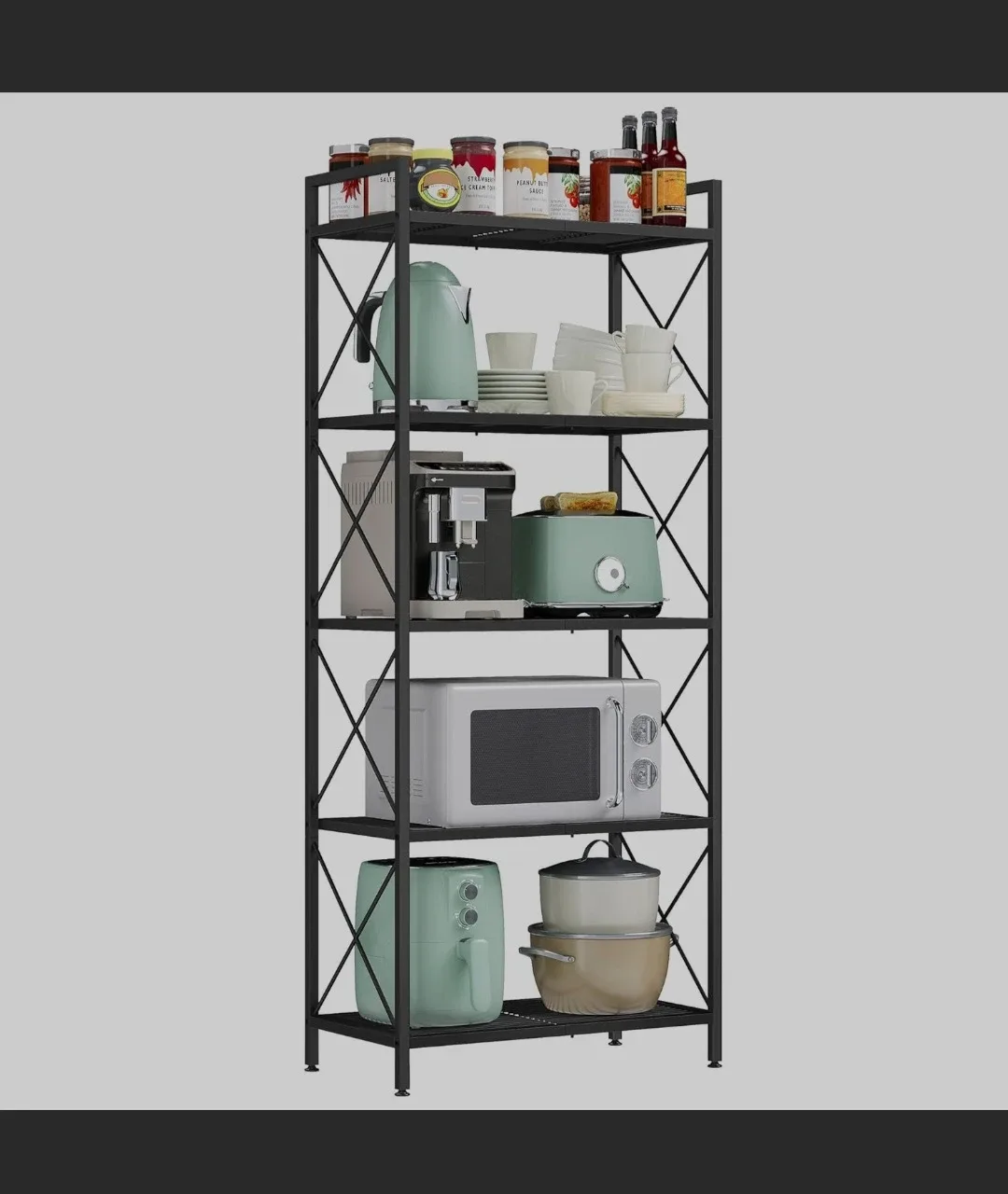 SONGMICS 5-Tier Kitchen Baker's Rack - Black image indicator(2)