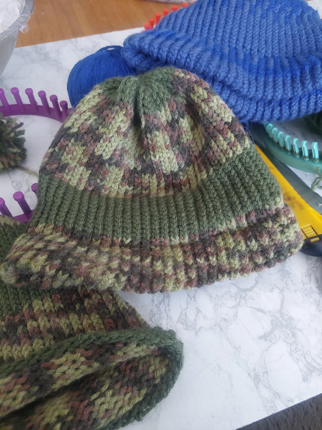 Hand-Knitted Camo Beanie thumbnail