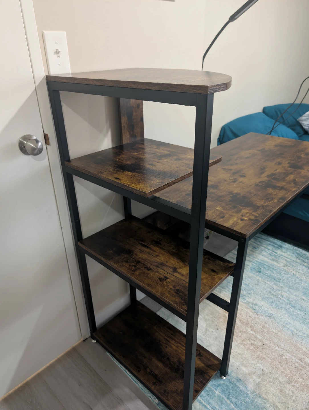 Rustic Brown Computer Desk with Shelves - photo 2